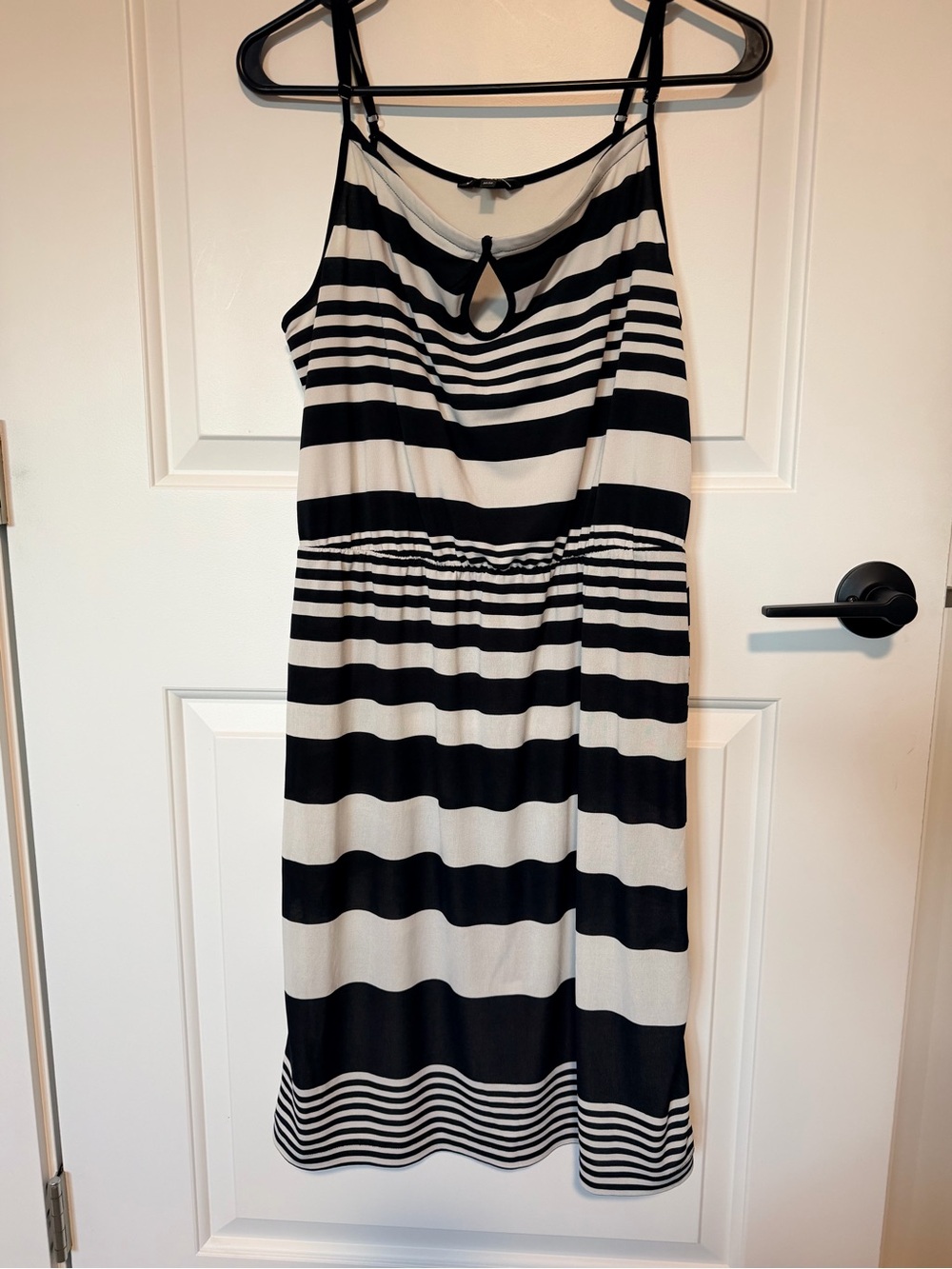 George Black and White Striped Spaghetti Strap Mini Dress